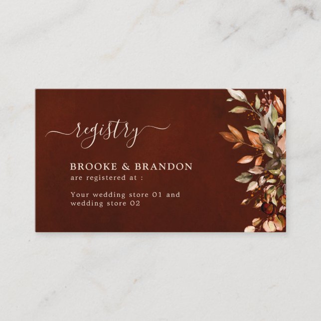 Cartão De Informações Fall Autumn Deixa País Russo Boho Casamento Enc (Frente)