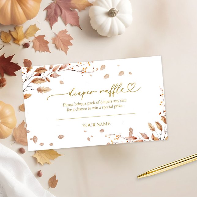 Cartão De Informações Fall Chá de fraldas Fralda Raffle (Criador carregado)