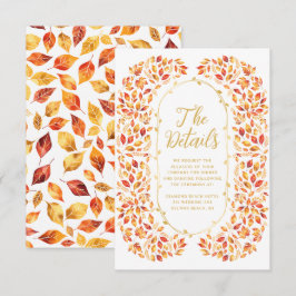 Cartão De Informações Fall Earth Tones Rustic Deixa Detalhes de Casament