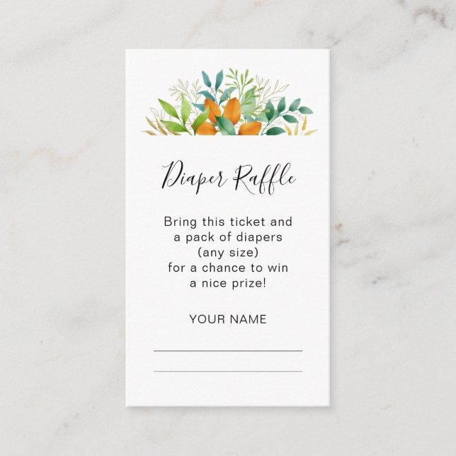 Cartão De Informações Fall Foliage Buquê Fralda Chá de fraldas Raffle (Frente)