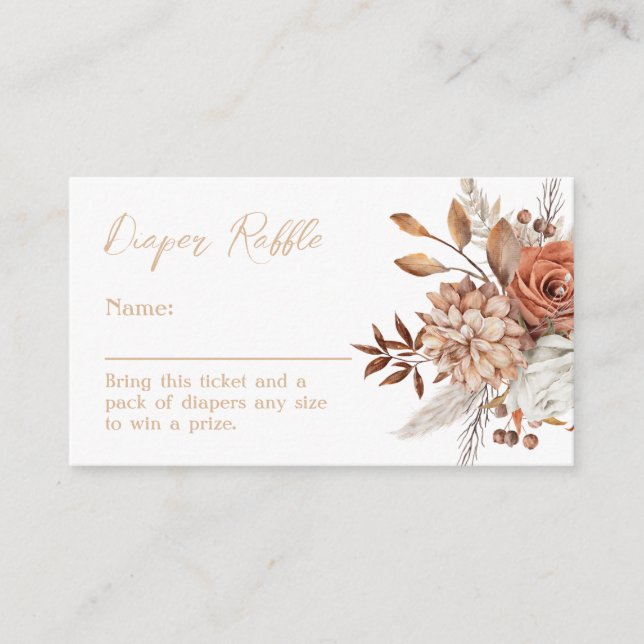 Cartão De Informações Fall in Love Autumn Fralda Raffle (Frente)