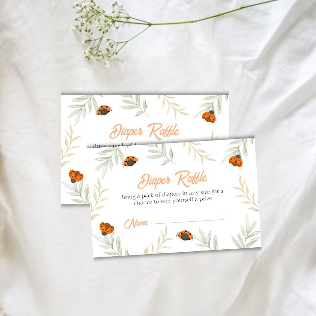Cartão De Informações Fall Ladybug Greenery Fralda Raffle Chá de fraldas (Fall Ladybug Greenery Diaper Raffle Baby Shower Enclosure Card)