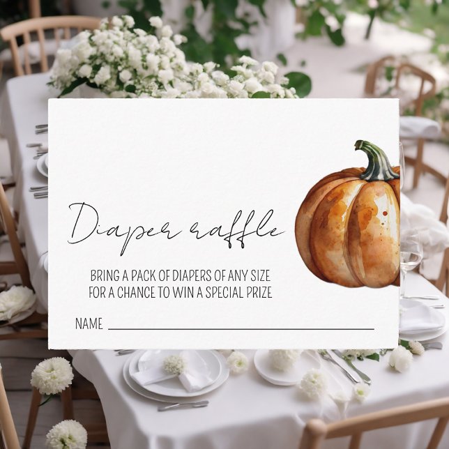 Cartão De Informações Fall Little Pumpkin Chá de fraldas Fralda Raffle (Criador carregado)