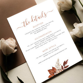 Cartão De Informações Fall outono boho deixa detalhes do casamento