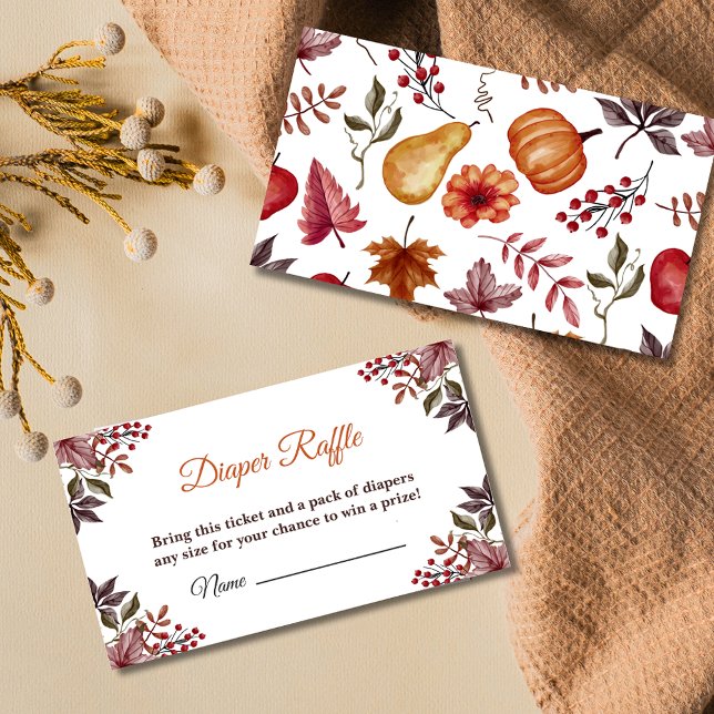 Cartão De Informações Fall Pumpkin Chá de fraldas Fralda Raffle (Criador carregado)