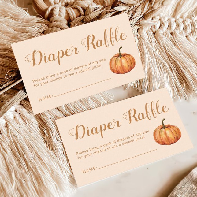 Cartão De Informações Fall Pumpkin Chá de fraldas Fralda Raffle (Criador carregado)