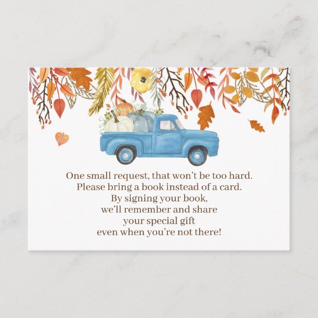 Cartão De Informações Fall Pumpkin Chá de fraldas Livros para Bebês Cart (Frente)