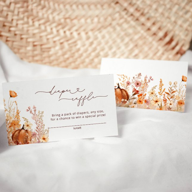 Cartão De Informações Fall Pumpkin Floral Fralda Raffle (Criador carregado)