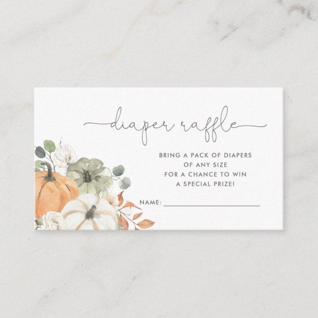 Cartão De Informações Fall Pumpkin Fralda Raffle (Frente)