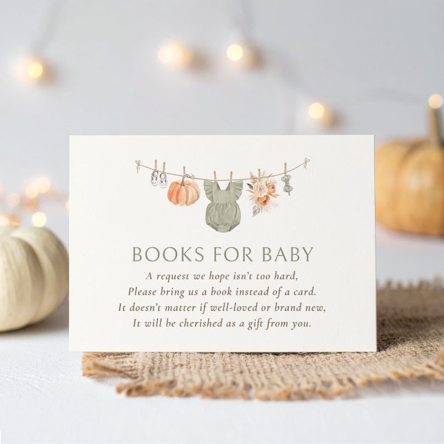 Cartão De Informações Fall Pumpkin Girl Baby Clothes Books (Criador carregado)