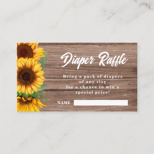 Cartão De Informações Fall Sunflower | Diaper Rafle| Baby Shower  (Frente)