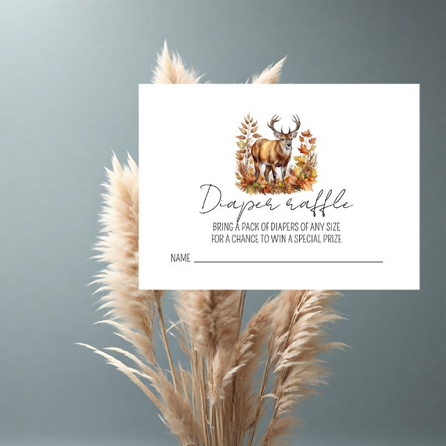 Cartão De Informações Fall Woodland Deer Chá de fraldas Fralda Raffle (Criador carregado)
