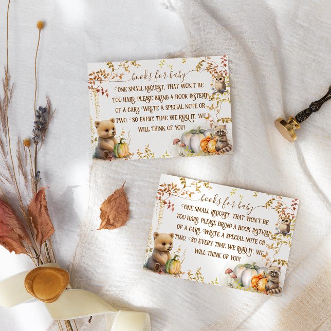 Cartão De Informações Fall Woodland Pumpkin Chá de fraldas Livros (Criador carregado)