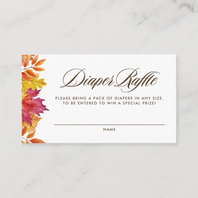 Cartão De Informações Falling Deixa Garland Chá de fraldas Fralda Raffle (Frente)