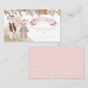 Cartão De Informações Família de Ursos Boho Festa de Bebê Sorteio de Fra