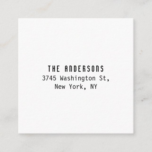 Cartão De Informações Family Name Modern Plain Professional Black White (Frente)