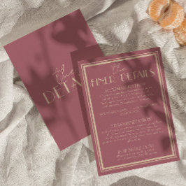 Cartão De Informações Fancy Dusty Rose Ivory Old Money Wedding Details