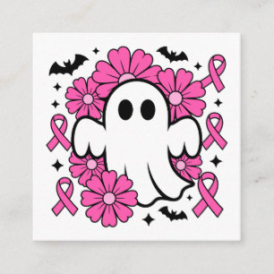 Cartão De Informações Fantasma da Consciência do Cancer com Flores Rosa