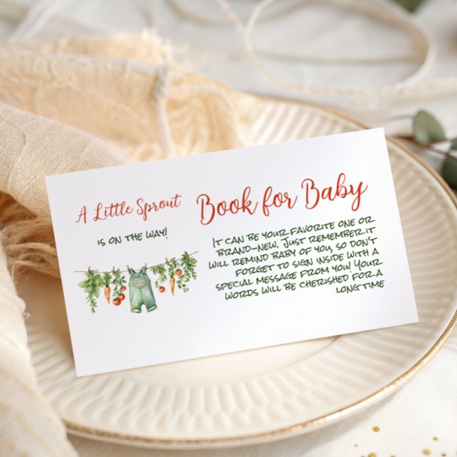 Cartão De Informações Farm Little Sprout Clothesline Book Baby Shower (Criador carregado)