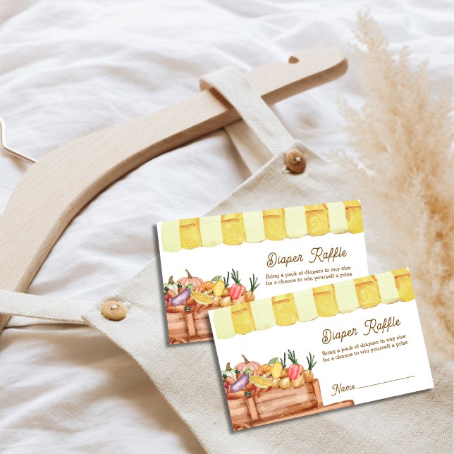 Cartão De Informações Farmer Veggie Fruta Fralda Raffle Chá de fraldas (Farmer Veggie Fruits Diaper Raffle Baby Shower Enclosure Card)