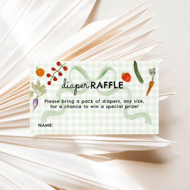 Cartão De Informações Farmer's Market Gingham Diaper Raffle Game (Farmer's Market Baby Shower Diaper Raffle Enclosure Card)