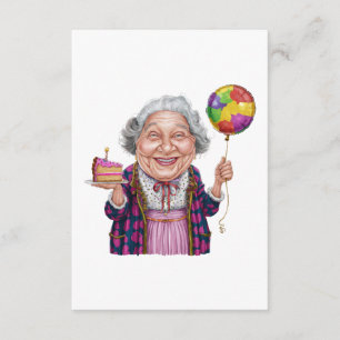 Cartão De Informações Fatia de Bolo de Aniversário da Nana Humorística