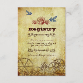 Cartão De Informações Faux Antique Dourado Casamento Vitoriano Steampunk