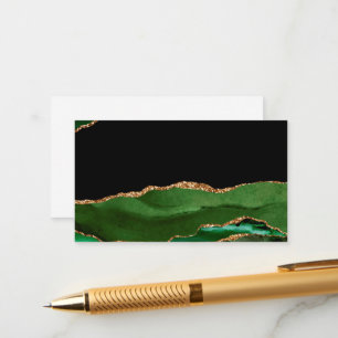 Cartão De Informações Faux Emerald Green Marbled Agate Contemporâneo