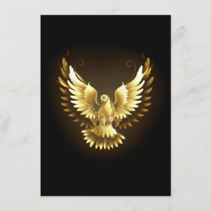 Cartão De Informações Faux Gold Foil Peace Dove em Preto