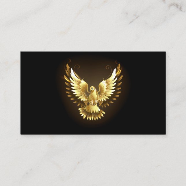 Cartão De Informações Faux Gold Foil Peace Dove em Preto (Frente)
