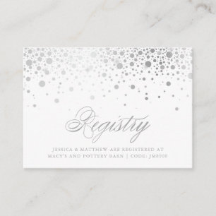 Cartão De Informações Faux Silver Foil Confetti Pontos Casamento Registr