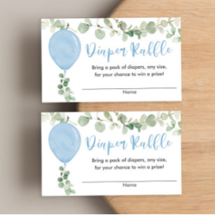 Cartão De Informações Fava de fralda de balões azul Eucalyptus