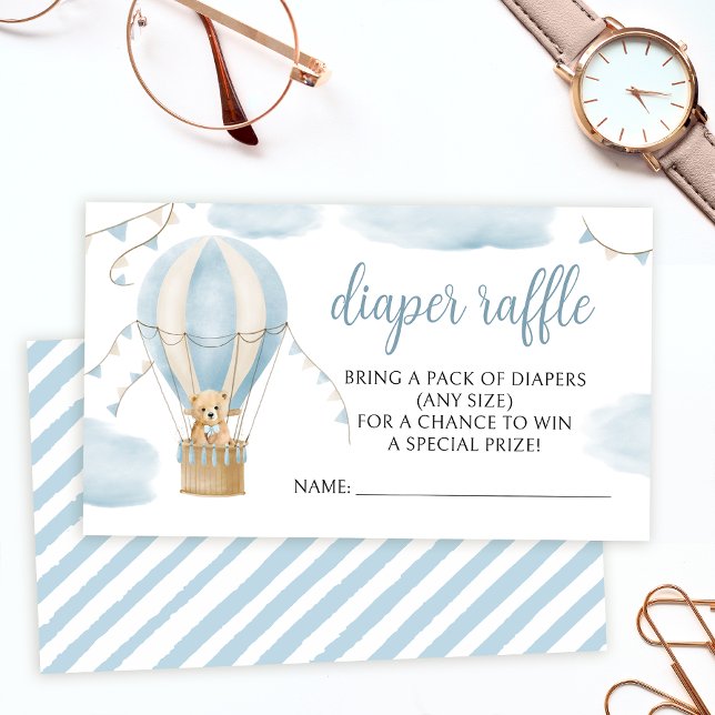 Cartão De Informações Fava de fralda de balões de ar quente com ursinho  (Criador carregado)