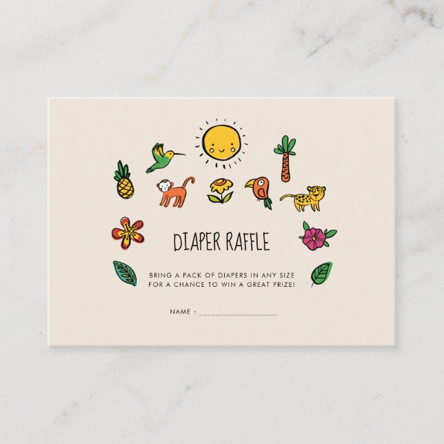 Cartão De Informações Fava de fralda de Chá de fraldas da selva tropical (Frente)