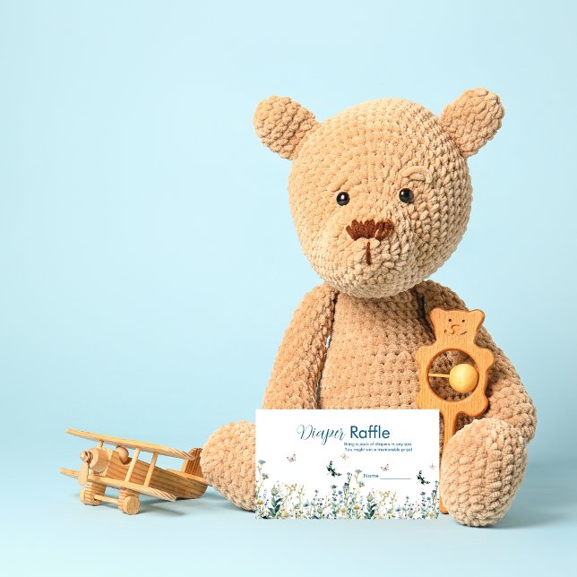 Cartão De Informações Fava de fralda de flor selvagem azul e verde (Criador carregado)