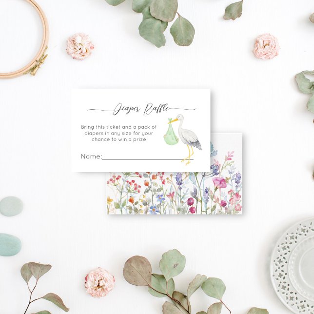 Cartão De Informações Fava de fralda especial de chá de fraldas de entre (Stork special delivery baby shower diaper raffle enclosure card)