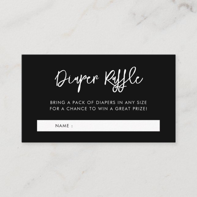 Cartão De Informações Fava de fralda preta contemporânea (Frente)