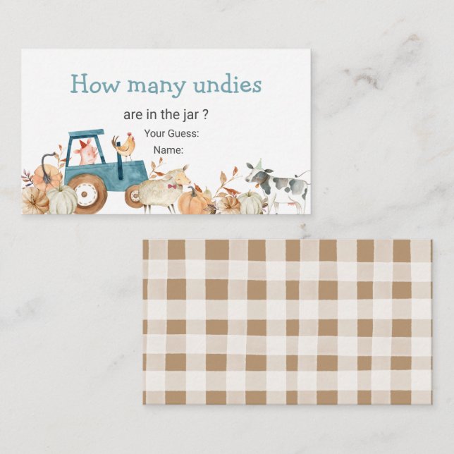 Cartão De Informações Fazenda De Abóbora Trator Quantos Uns (Frente/Verso)