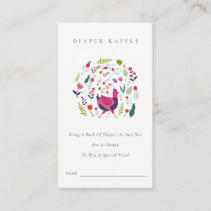 Cartão De Informações Fazenda de Gente Floral Birdie Sorteio de Fraldas 