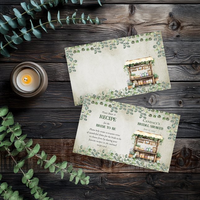 Cartão De Informações Fazenda de mercado do fazendeiro - Solicitação de  (Fresh Off the Market Bridal Shower | Housewarming Call for Recipes 3.5" x 2" Insert Card )