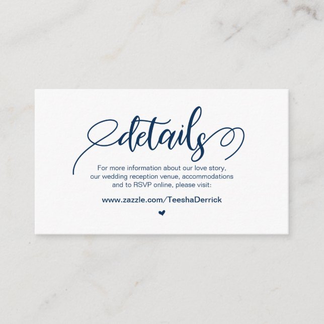 Cartão De Informações Fazenda Russa Moderna, Azul Marinho, Detalhes do C (Frente)