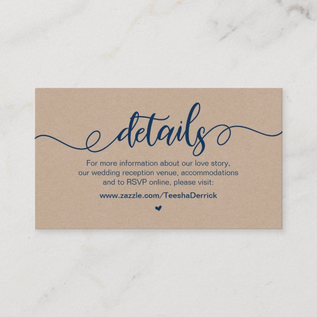 Cartão De Informações Fazenda Rústica, Marinho Azul, Kraft, Detalhes de  (Frente)