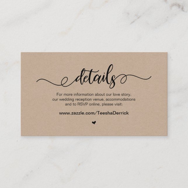 Cartão De Informações Fazenda Rústica Moderna, Preto, Kraft, Detalhes do (Frente)