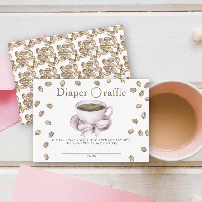 Cartão De Informações Feijão, laço e café chá de bebê sorteio de fraldas (Criador carregado)