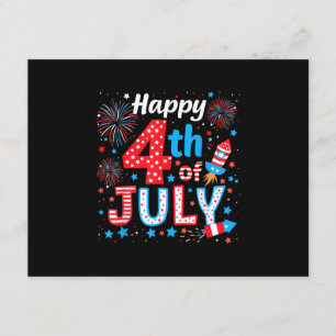 Cartão De Informações Feliz 4 de julho Bandeira Americana Patriótica EUA