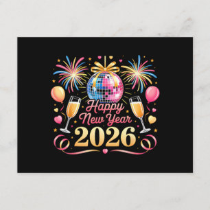 Cartão De Informações Feliz Ano Novo 2026 Contagem Regressiva para a Fes