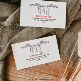 Cartão De Informações Feliz Desenhada Mão Pequena Fralda Bebê Raffle