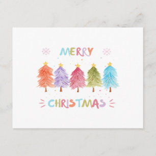 Cartão De Informações Feliz Natal Árvores Coloridas Essencial