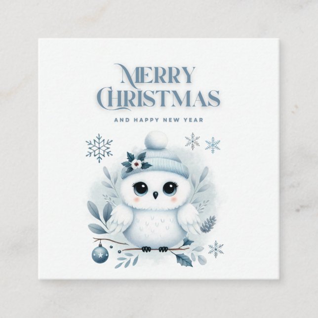 Cartão De Informações Feliz Natal Coruja  (Frente)