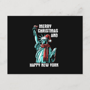 Cartão De Informações Feliz Natal E Feliz Ano Novo Em Nova York - Estátu